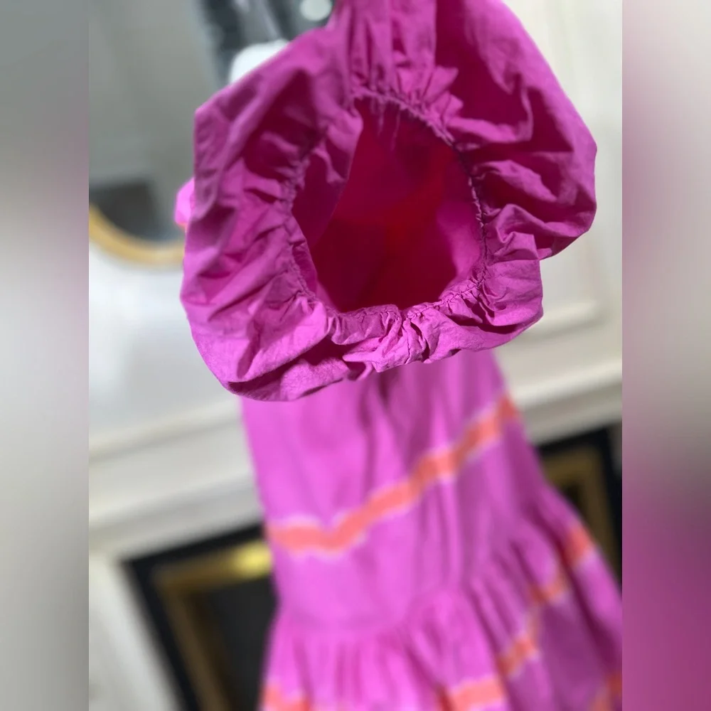 WKND Frock It Balloon Sleeve Shirt Dress Pink Orange Tie‎ Dye - Picture 8 of 12